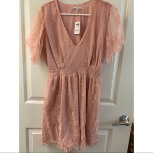 Waist Tied Lace Short Sleeve Dress